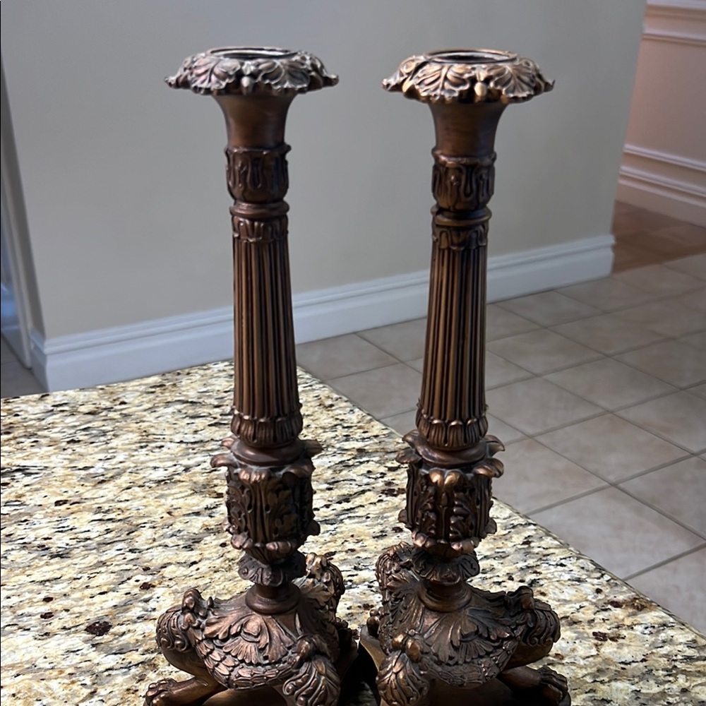 Elegant Bronze Candle Holders - Set of 2